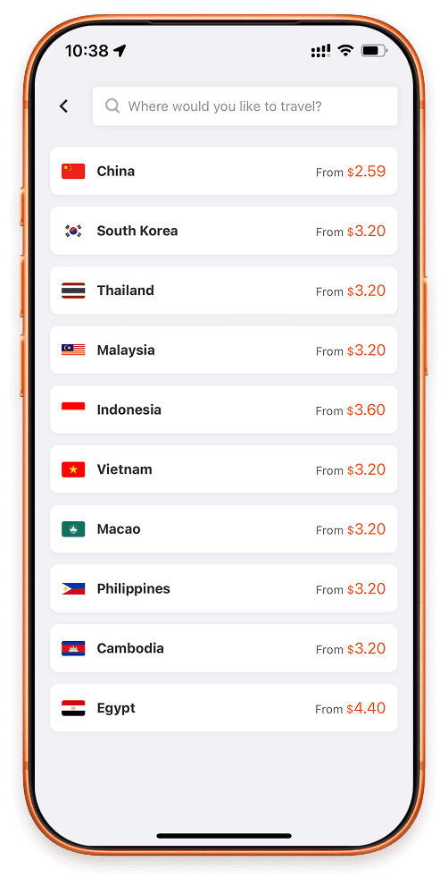 Choose and purchase an eSIM plan.